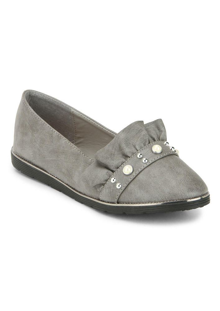 GREY STUDDED LOAFERS