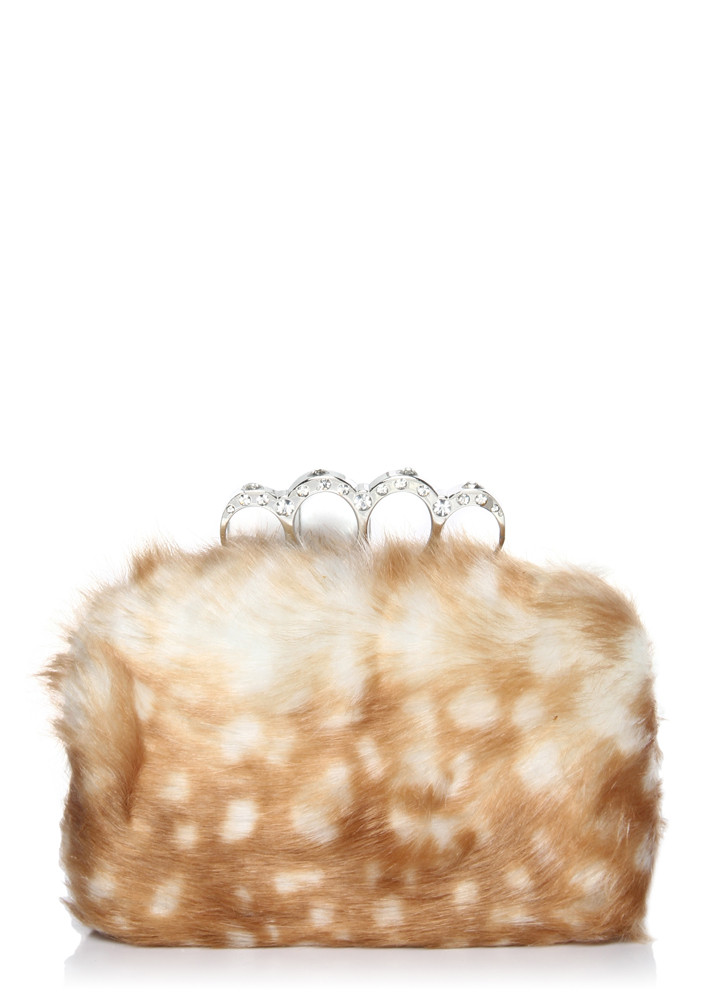 FUR IT UP RING HOLDER BROWN CLUTCH