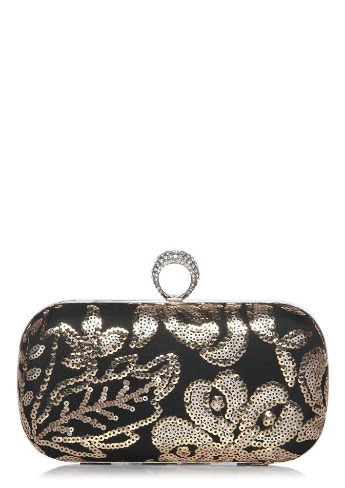 BLACK EMBROIDERED CLUTCH