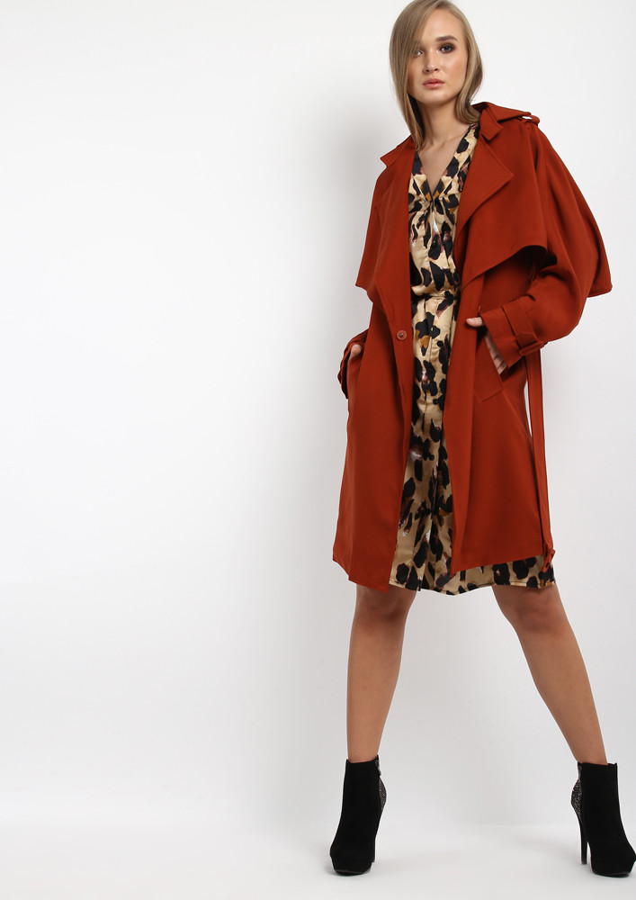 BROWN BELTED TRENCH COAT