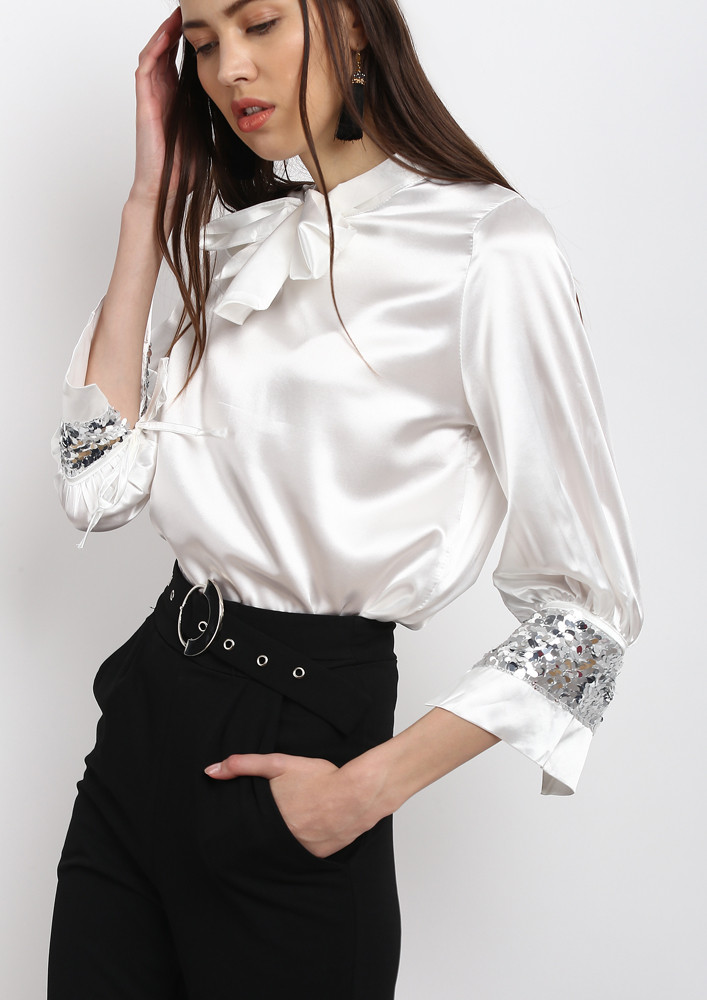 BOW TOP WITH BLACK PANT SET
