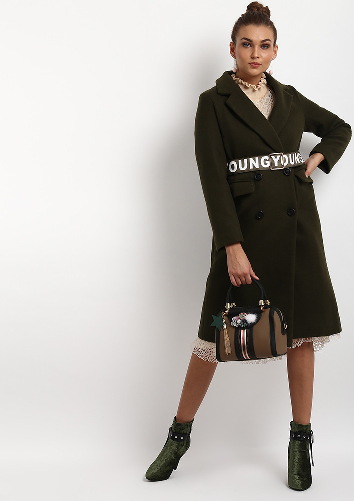 FOREVER YOUNG GREEN TRENCH COAT
