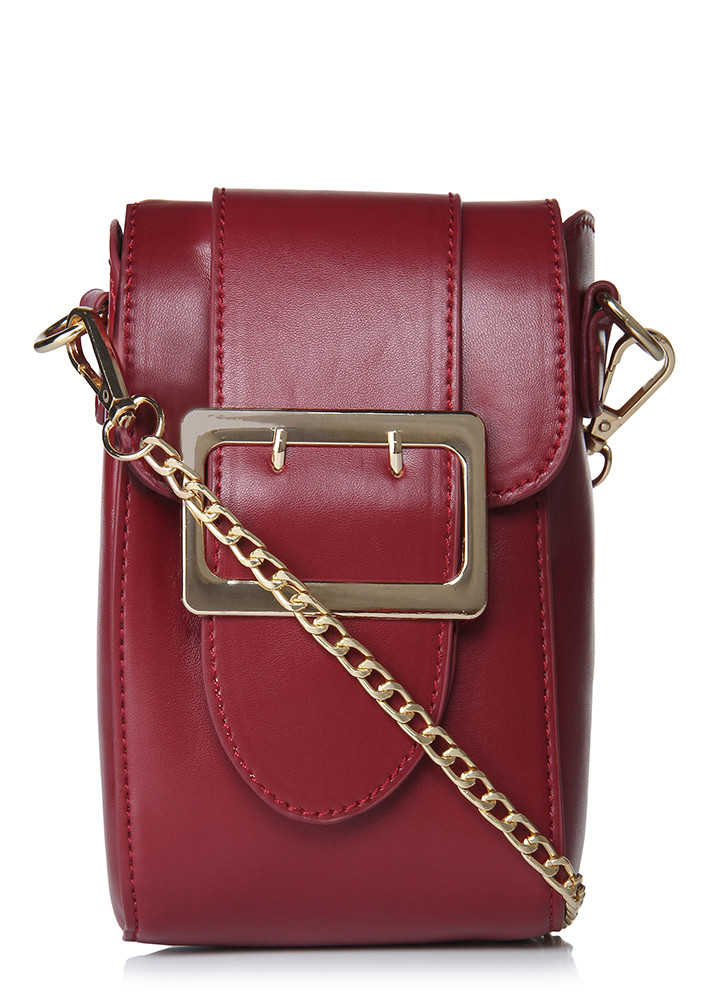 RED BUCKLE IT UP SLING BAG