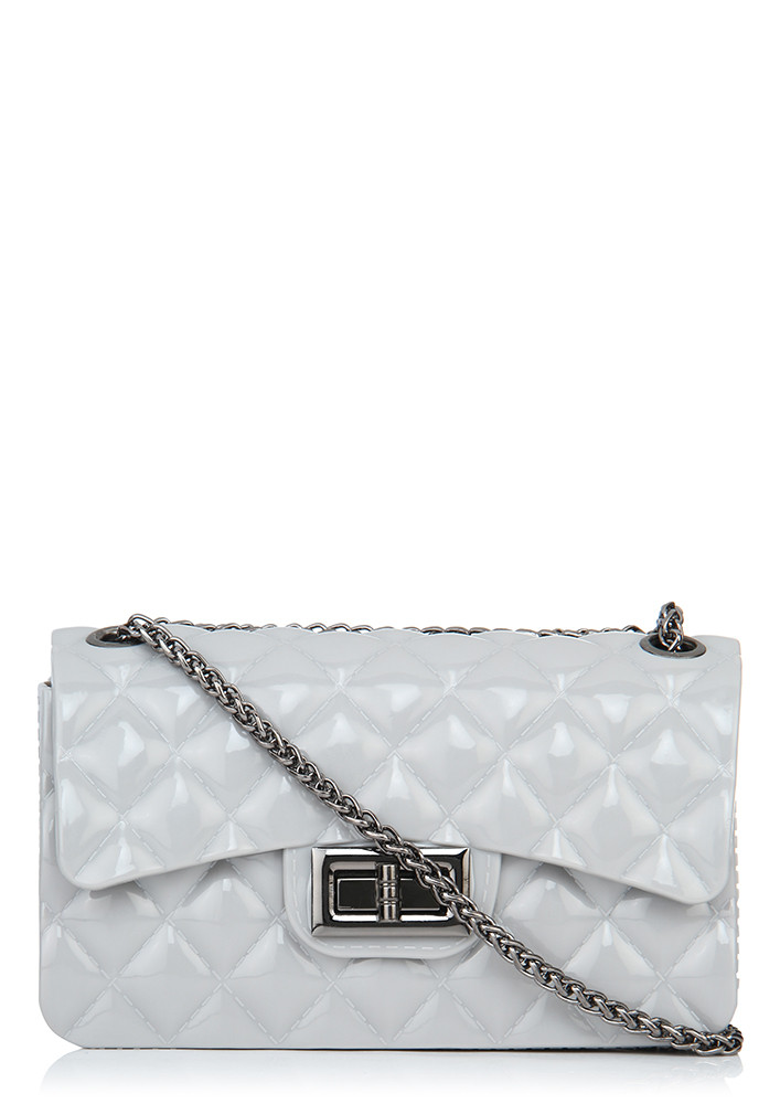 TWISTED & QUILTED GREY SLING BAG