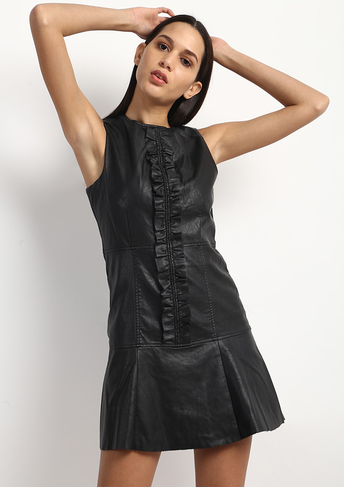 IT'S ALL COMING TO LEATHER BLACK DRESS