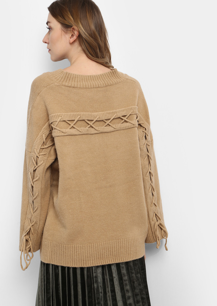 DON'T YOU WOOLLY KHAKI SWEATER TOP