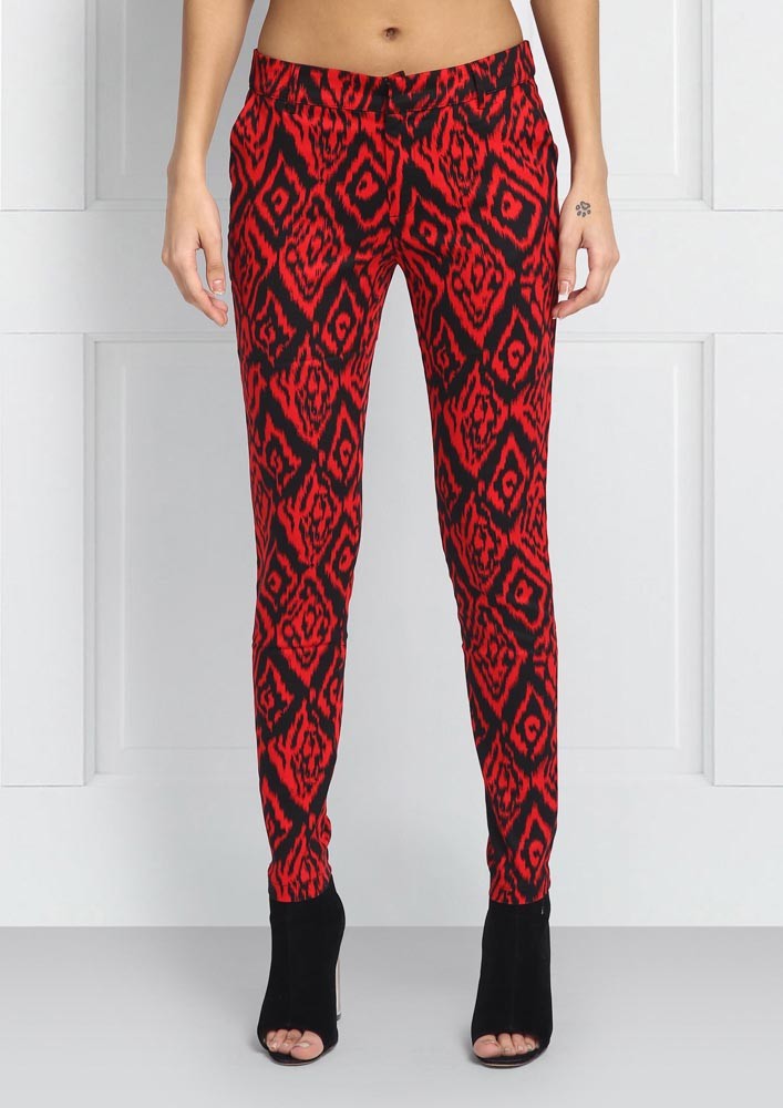 Printed Black & Red Pants