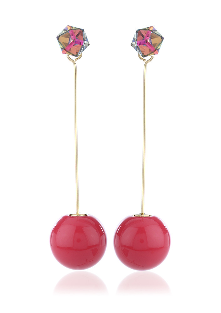 Pink Sphere Drop Earrings