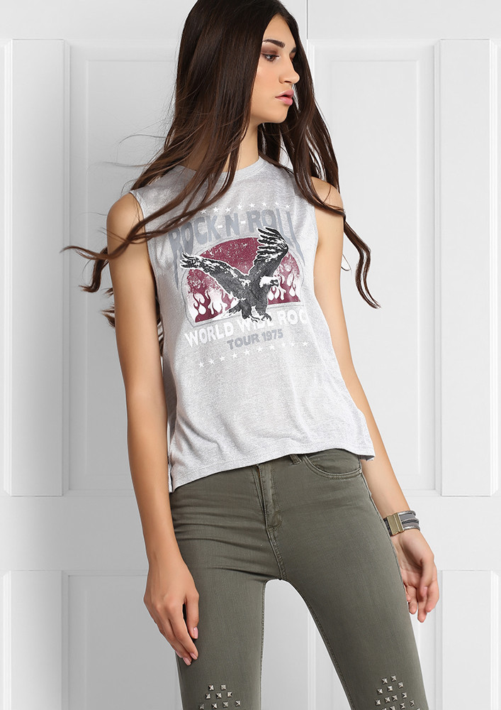 ROCK AND ROLL GREY TANK