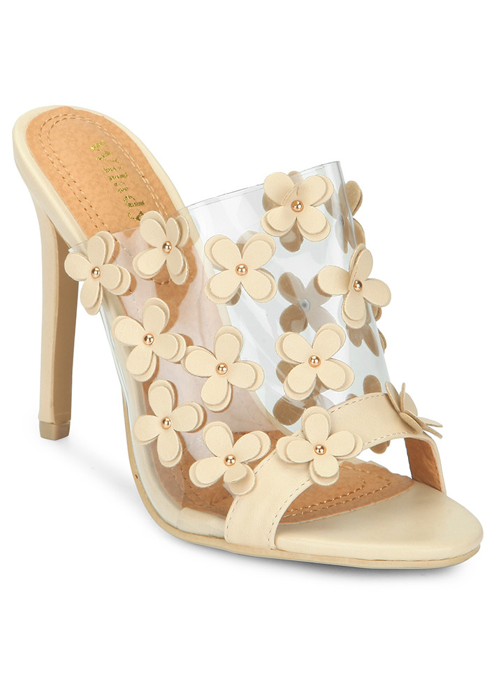 FLORAL CANDY BEIGE MULES
