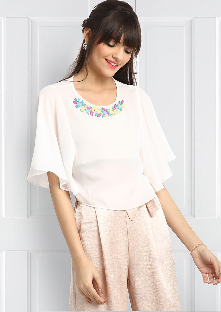 JEWELS NO FOOLS WHITE BLOUSE