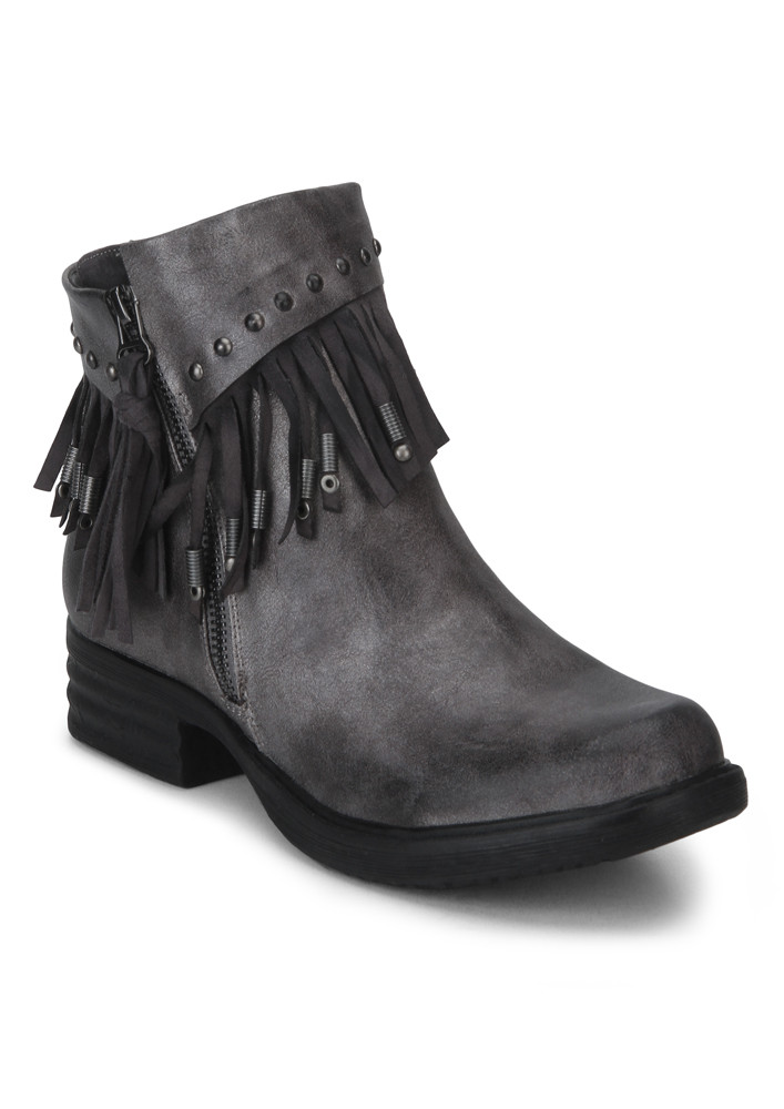GREY FLAP IT UP ANKLE BOOTS