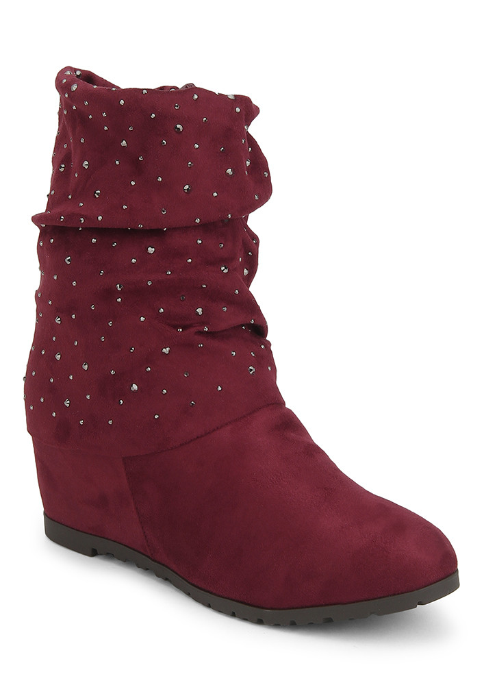 WINE STAR STUDDED HIGH BOOTS