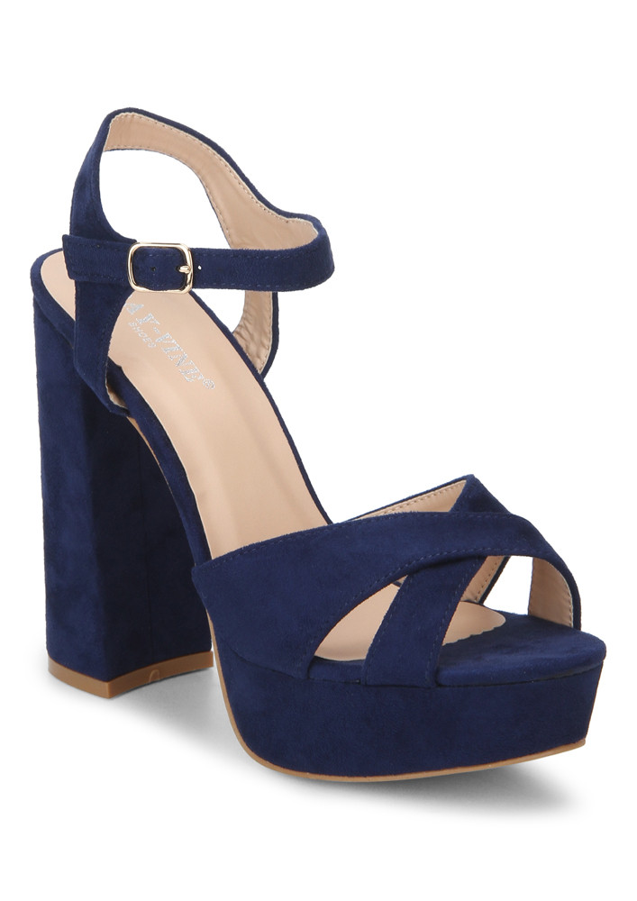 Buy SEE THROUGH STRAPS BLUE HEELS for Women Online in India