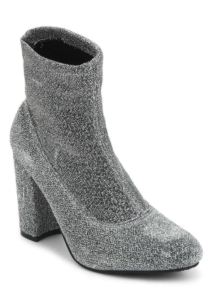 SHIMMER IT SILVER ANKLE BOOTS