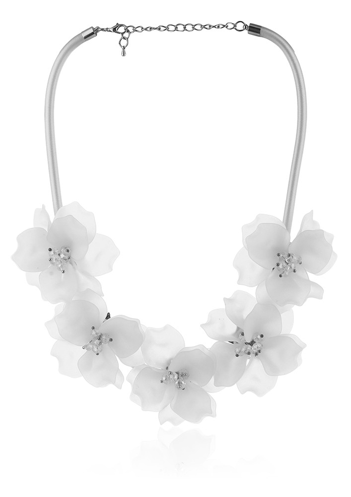 White Enamel Flower Necklace Opal Gold, Small Tag Necklace, Dainty Flo –  Love, Lily and Chloe