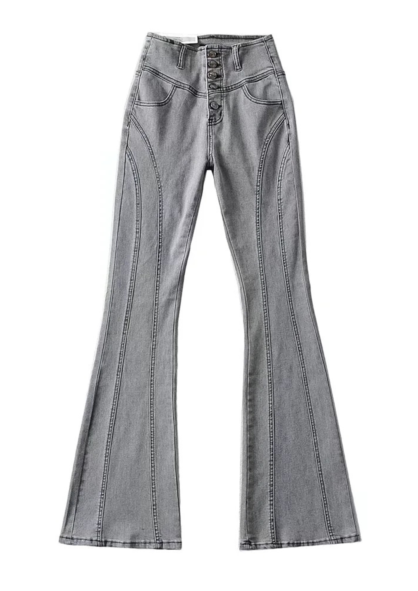 Buy BUTTON-DOWN GREY FLARE JEANS for Women Online in India