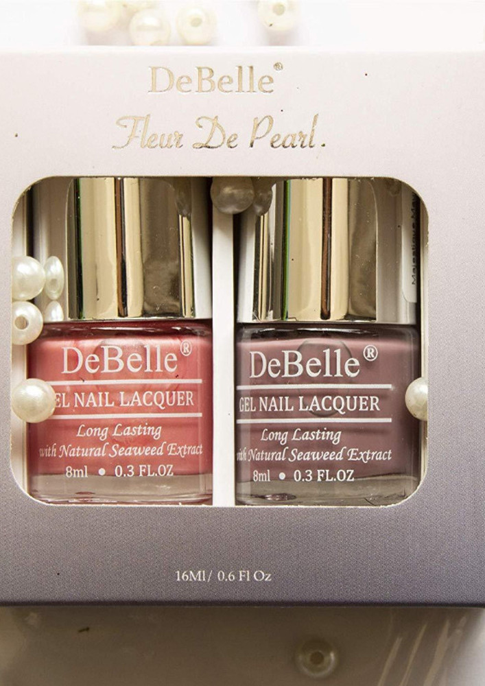 DeBelle Nail Lacquer Fleur De Pearl Set of 2 Majestique Mauve, Miss Bliss