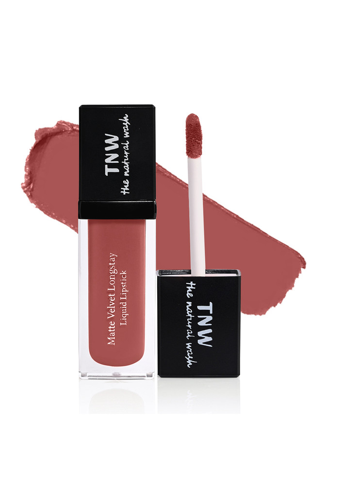 TNW -The Natural Wash Matte Velvet Longstay Liquid Lipstick with Macadamia Oil and Argan Oil | Transferproof | Pigmented | Blush Nude | Nude Pink