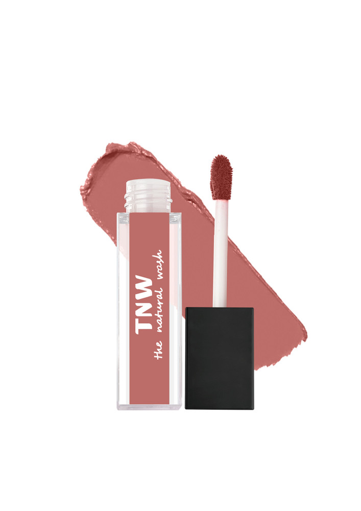 TNW -The Natural Wash Matte Velvet Longstay Liquid Lipstick Mini with Macadamia Oil and Argan Oil - 08| Transferproof | Pigmented | Pretty Peach | Peachy Nude