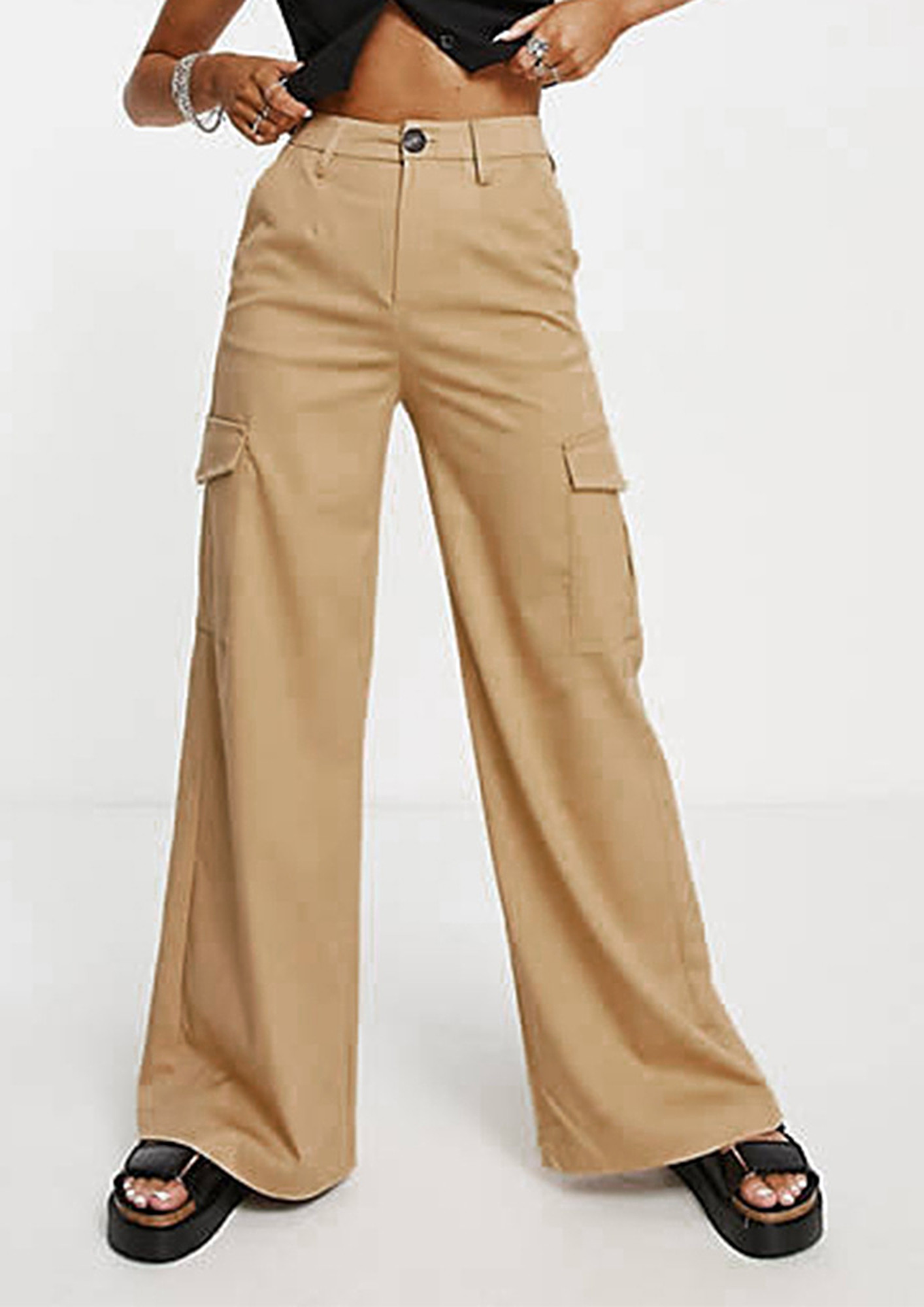Mens Retro Cargo Pants Straight Solid Trousers Wide Leg Hip Hop Work  Streetwear | eBay