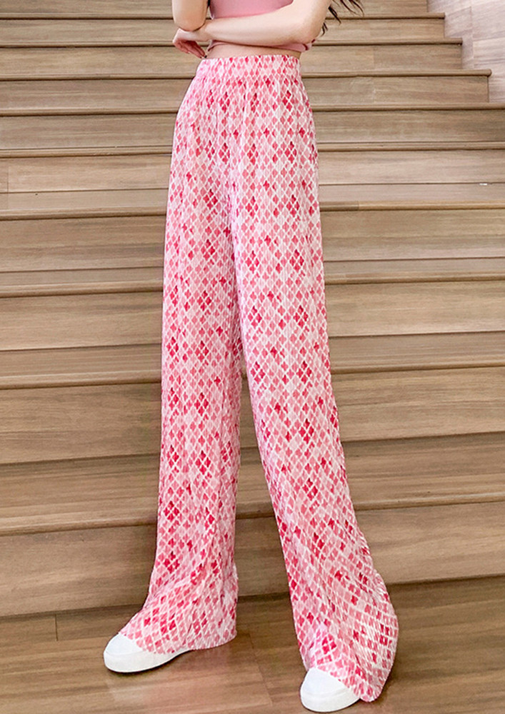 PINK POLYESTER WIDE LEG TROUSER
