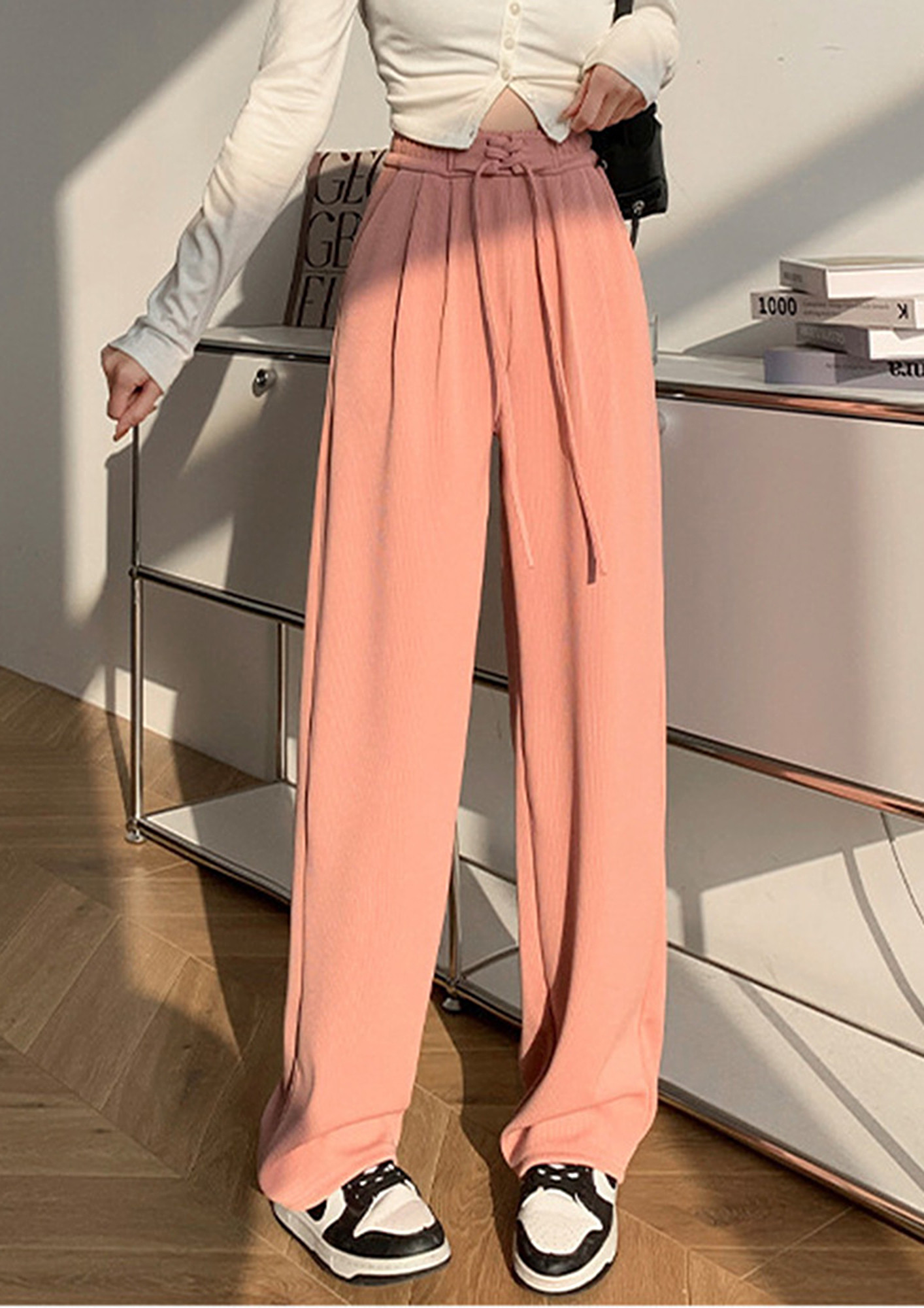 Buy CORDUROY PINK LOOSE STRAIGHT TROUSER for Women Online in India