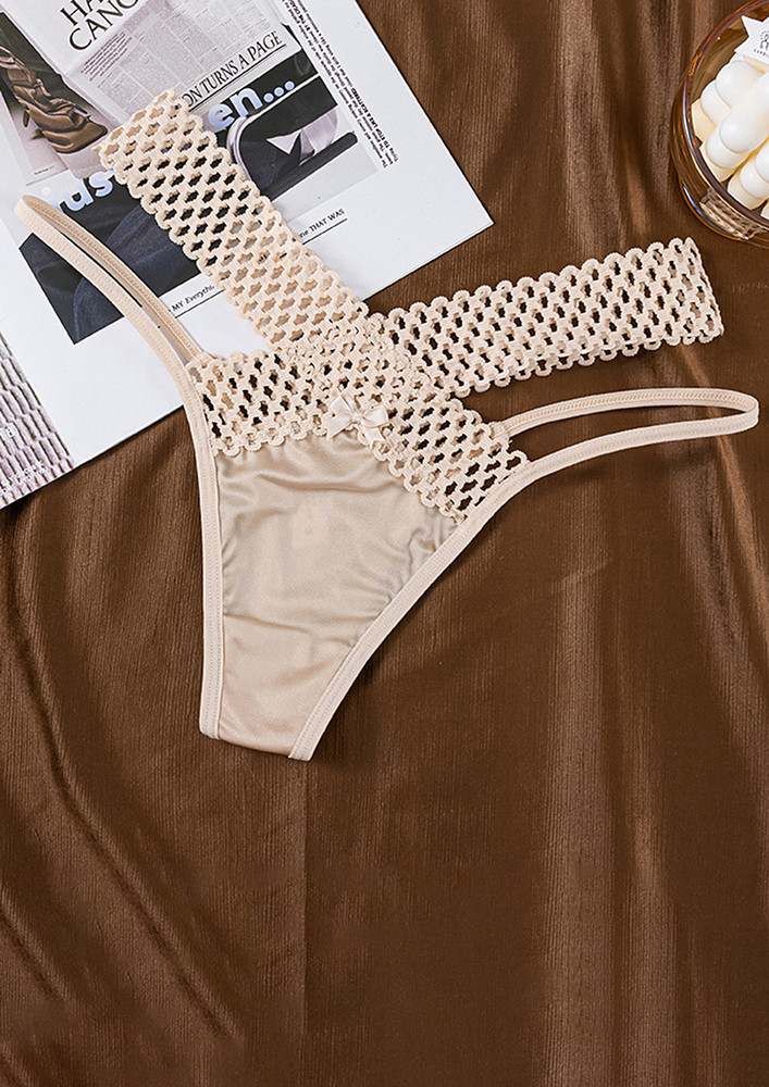 Beige Strappy Hollow Detail Thong