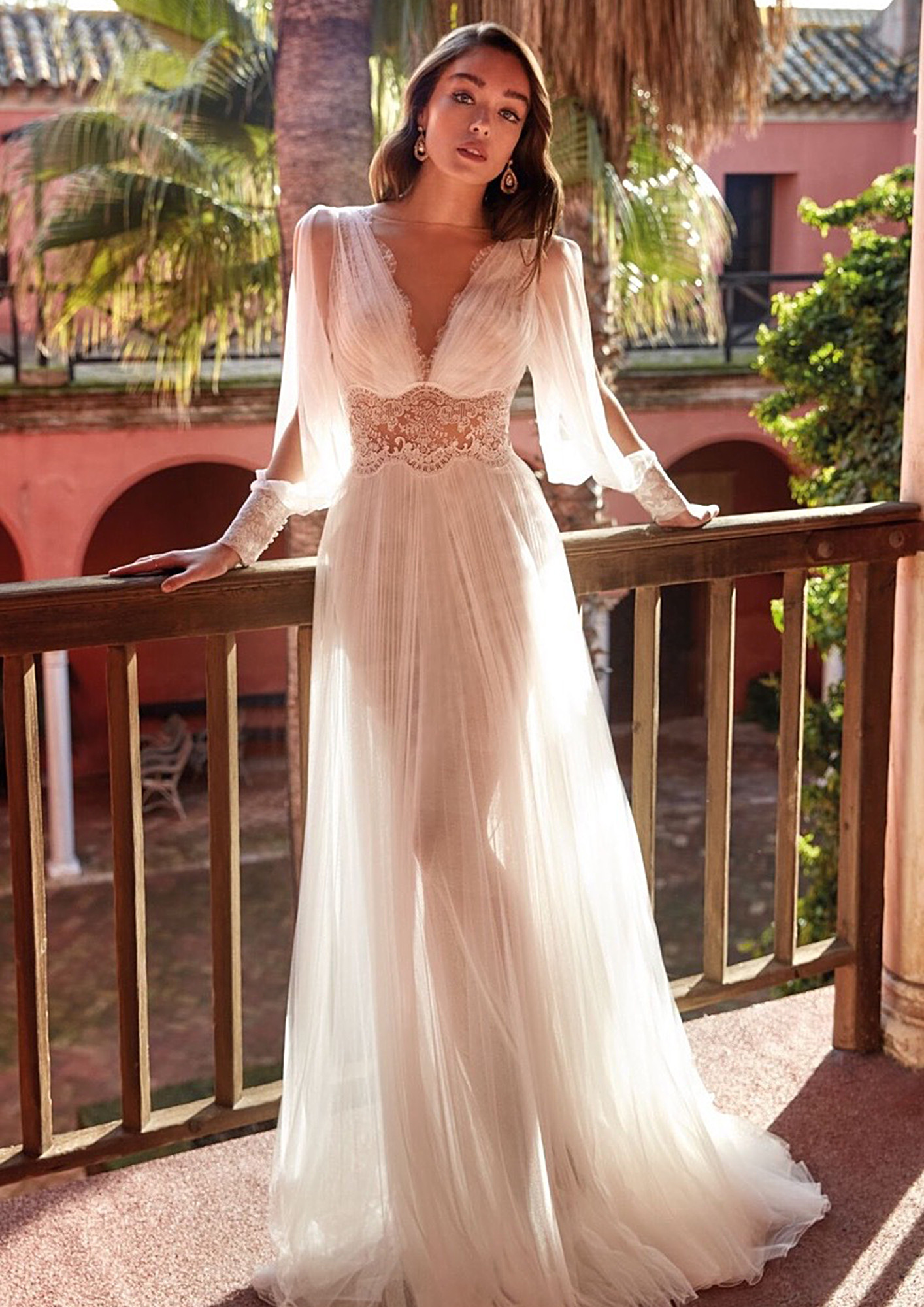 Sparkle Beading A-line V-neck Wedding Dresses Backless Bridal Gowns –  Pgmdress
