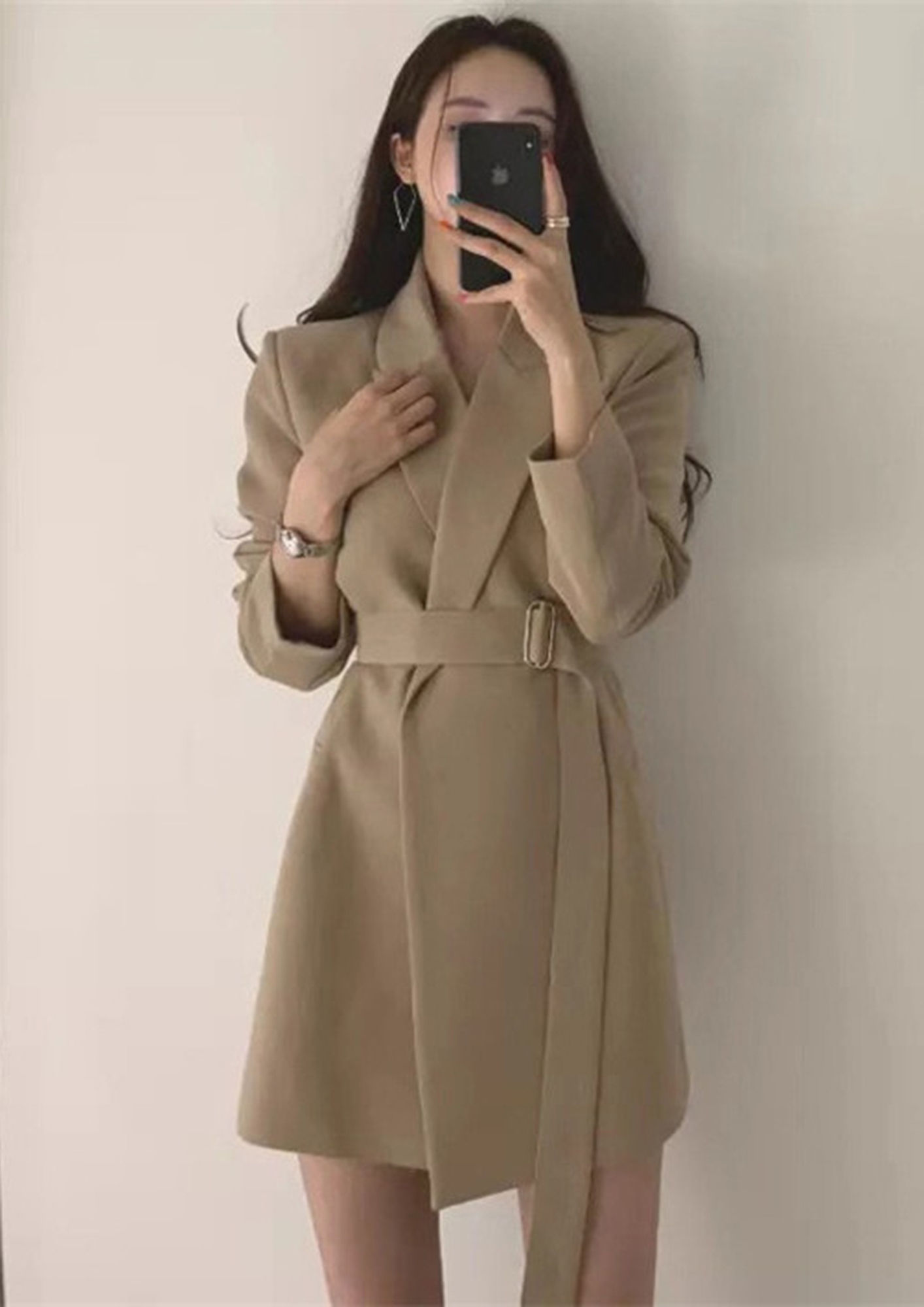 Buy Cropped Jacket Layered Design Flare Dress / Korean Style Women Midi  Dress / Elegant Feminin Dress / Basic Style Long Sleeve Flare Midi Dress  Online in India - Etsy