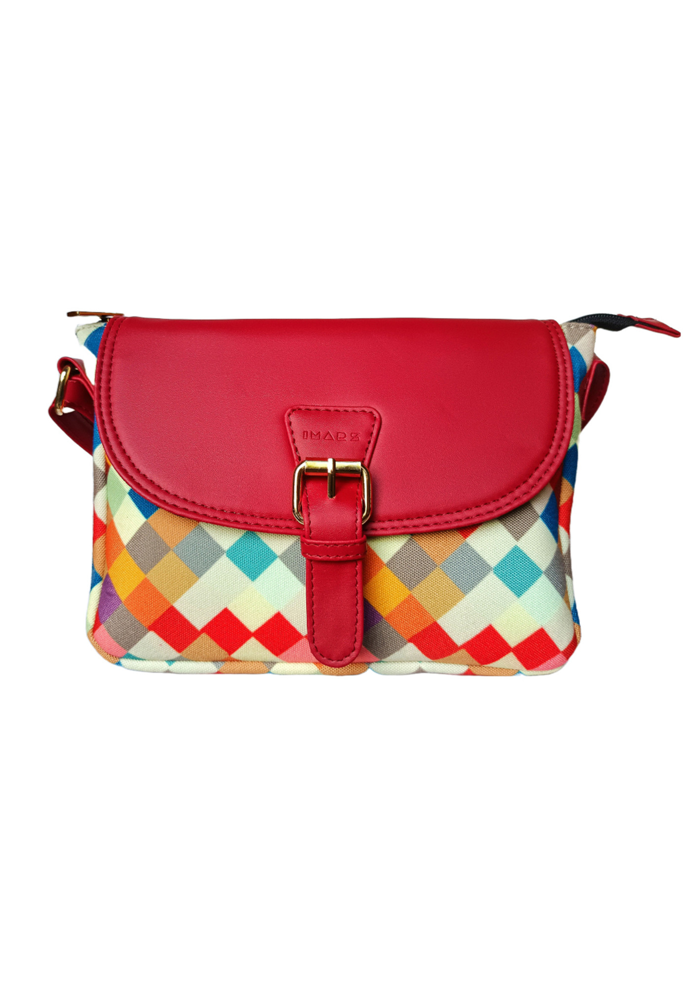 Imars Solid Red Printed Stylish Vegan Leather Crossbody For Girls With Adjustable Strap.-SB-08-R-C