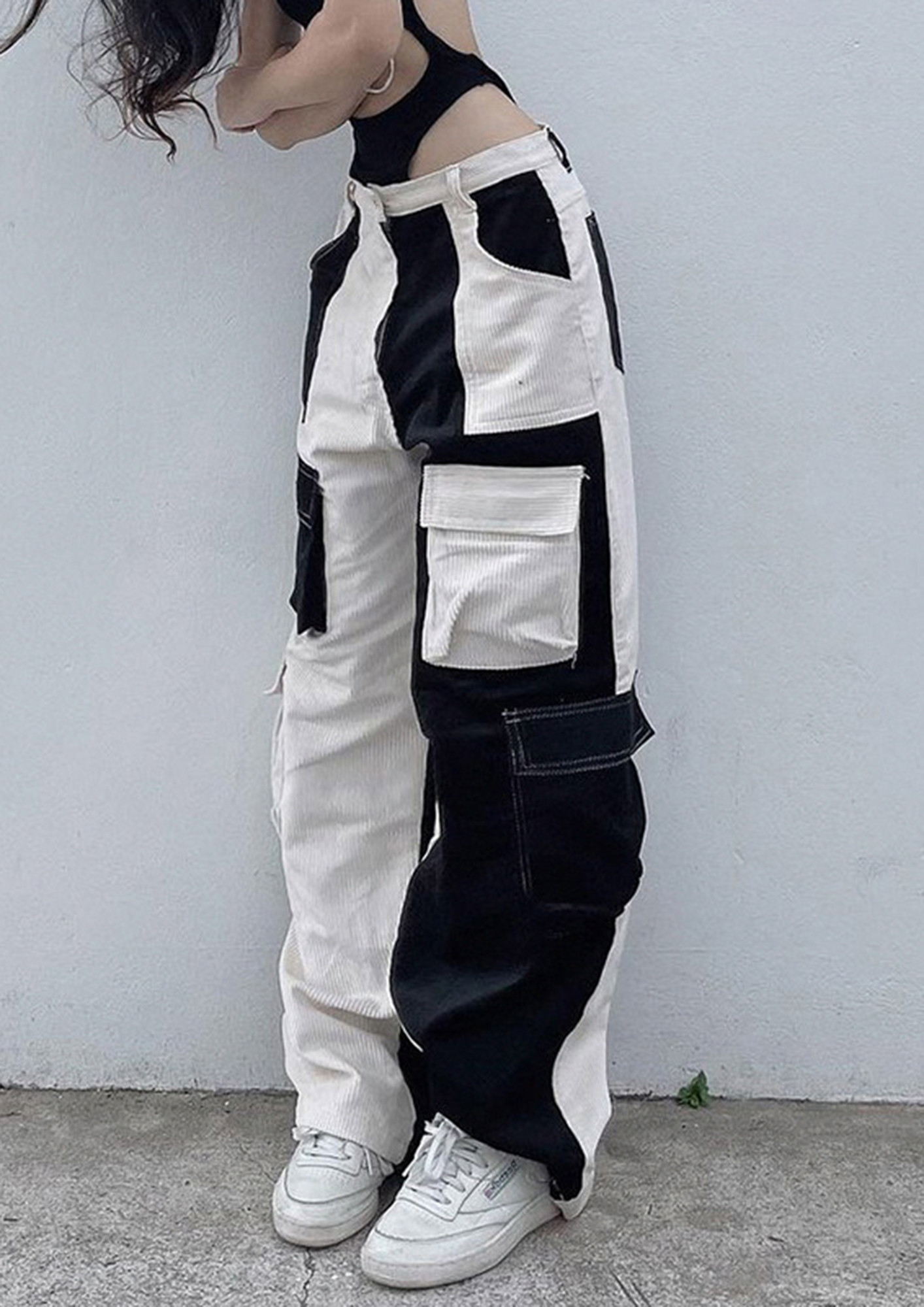 Black Contrast Stitch Carpenter Shirt and Cargo Pants Clothing Set   Fugazee  FUGAZEE