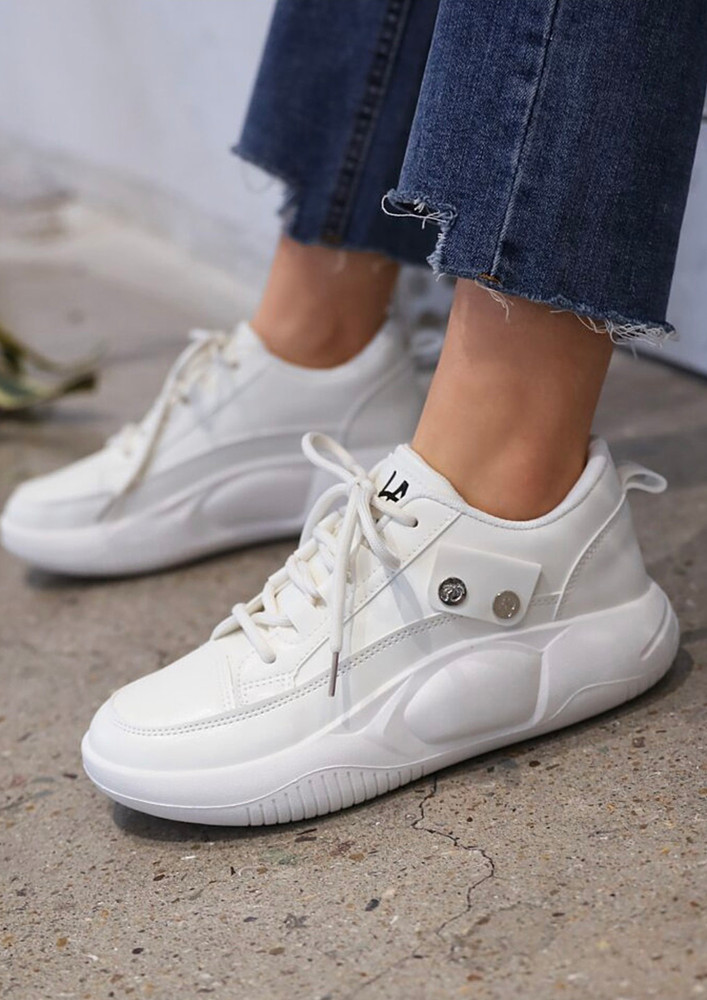 ALL WHITE CHUNKY SOLID TRAINERS