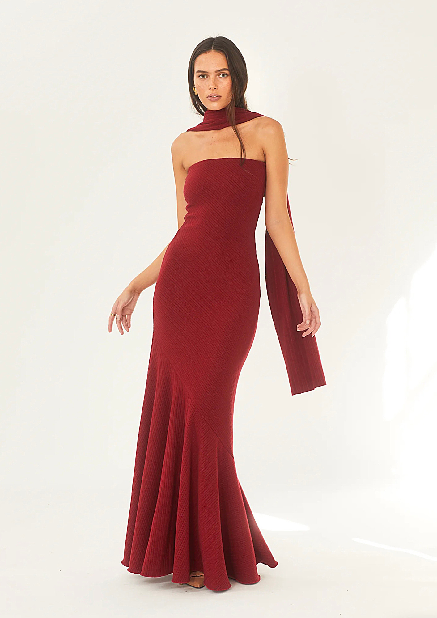 Buy RED WOO-THE-POO MAXI DRESS WITH SCARF for Women Online in India