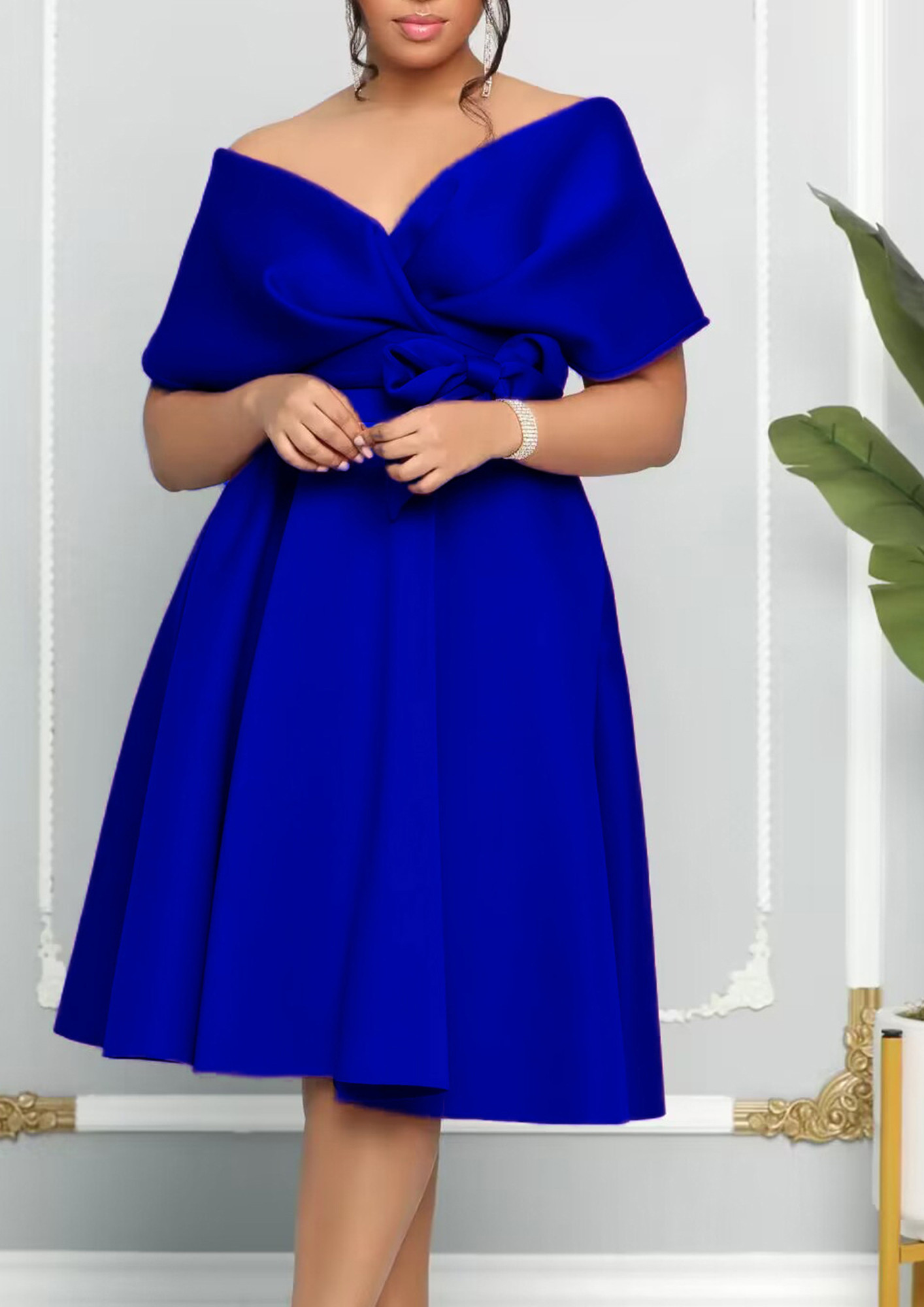 Custom Made Off Shoulder Blue Prom Gown with Slit, Blue Formal Dress w –  jbydress