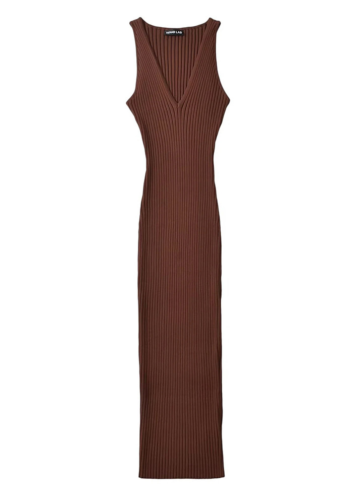 BROWN MID-LENGTH FREE SIZE BODYCON DRESS
