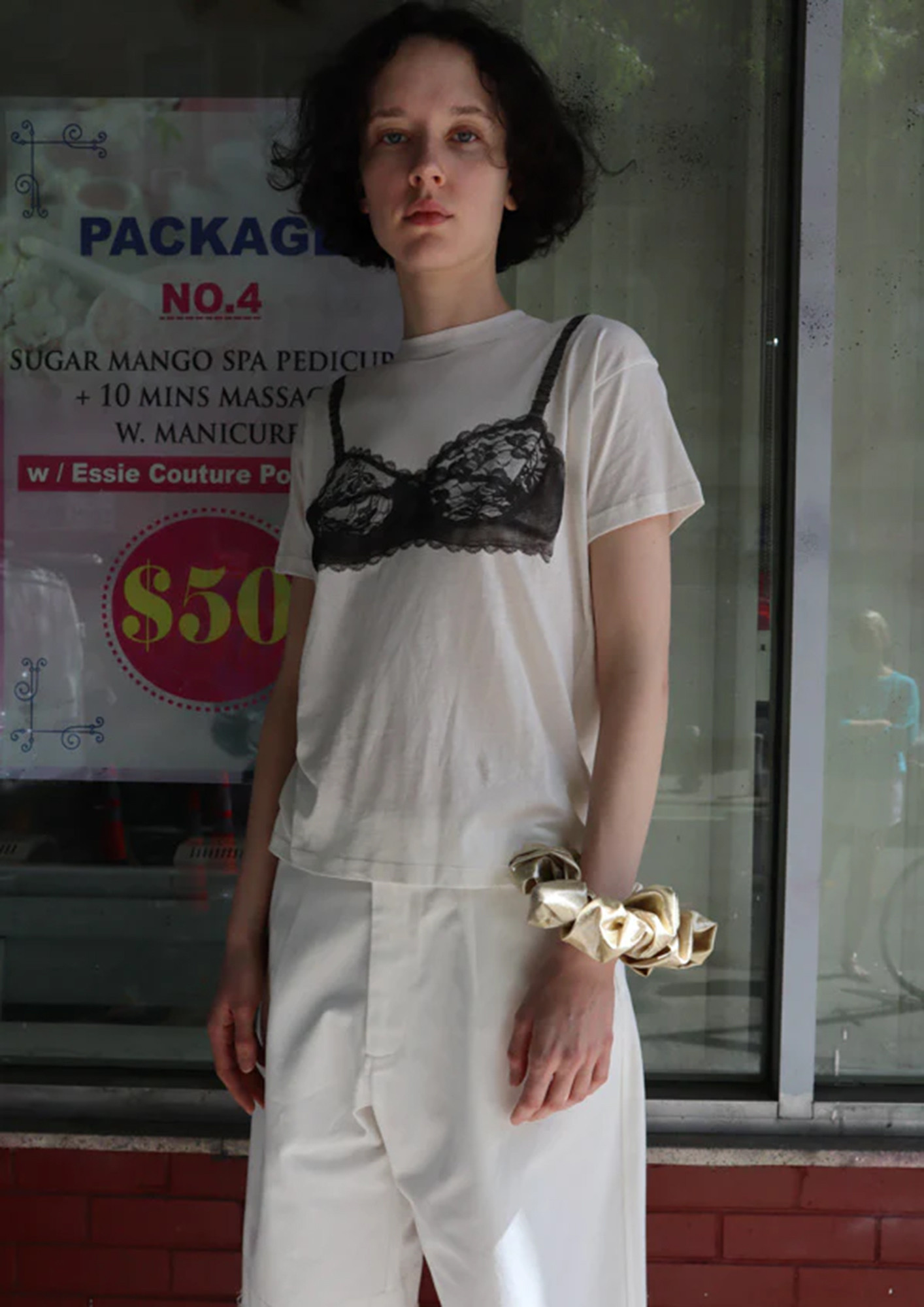 Modern Cotton T-Shirt Bralette, white