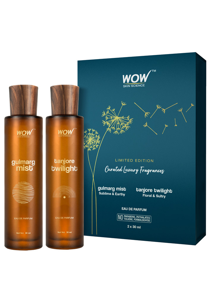 Wow Skin Science Eau De Parfum Gulmarg Mist & Tanjore Twilight - All Day Fragrance, Long Lasting & Unisex Perfume - Pack Of 2, 30ml X 2