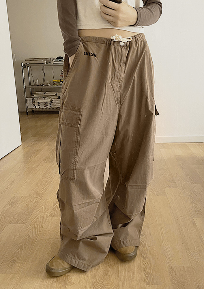 STRAIGHT RELAXED FIT BROWN CARGO PANT