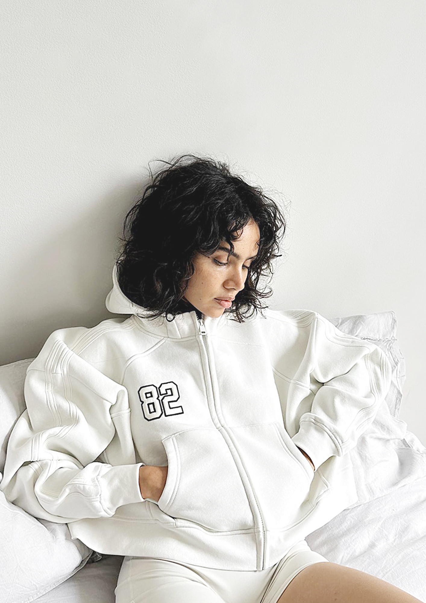 Buy WHITE OVERSIZED ZIPPER-FRONT HOODIE for Women Online in India