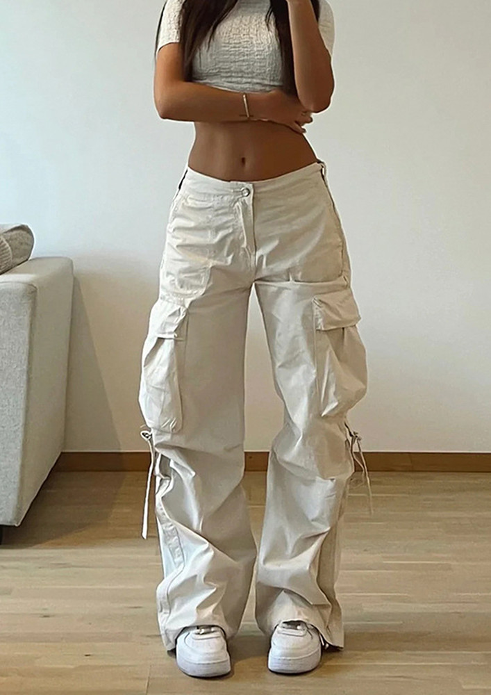 LOOSE LOW-WAISTED STRAIGHT CARGO PANTS