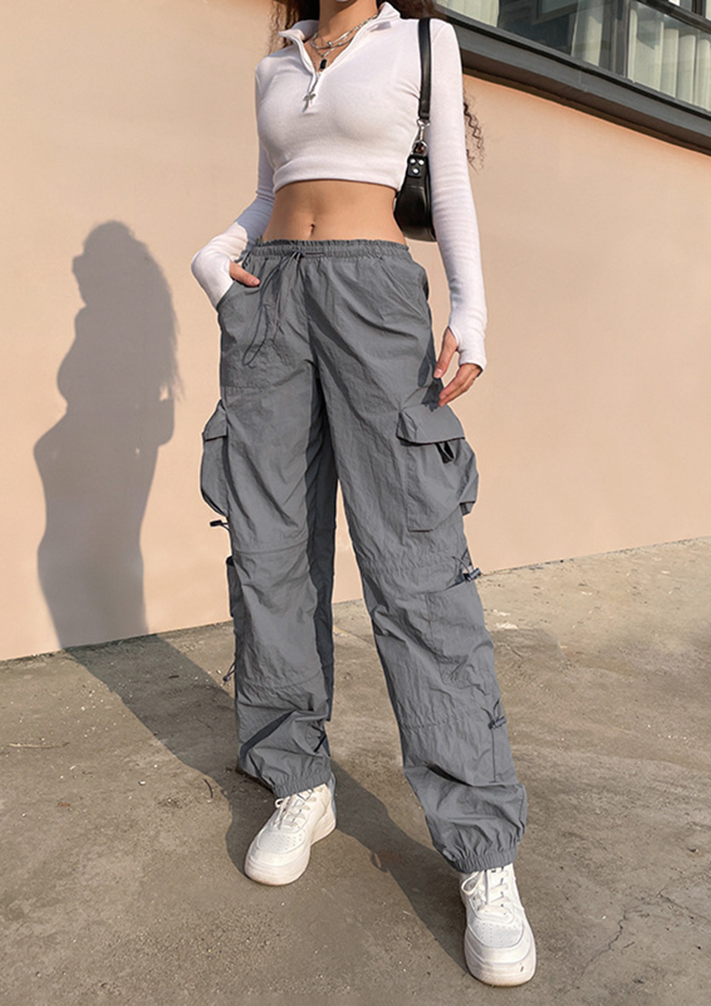 Buy GREY CINCH-EY POCKET TOOLING CARGO PANT for Women Online in India