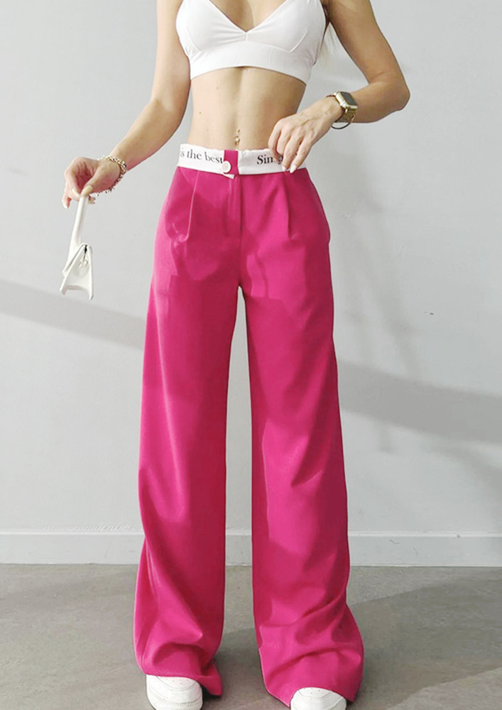 PINK PRINTED-WAIST WIDE TROUSER