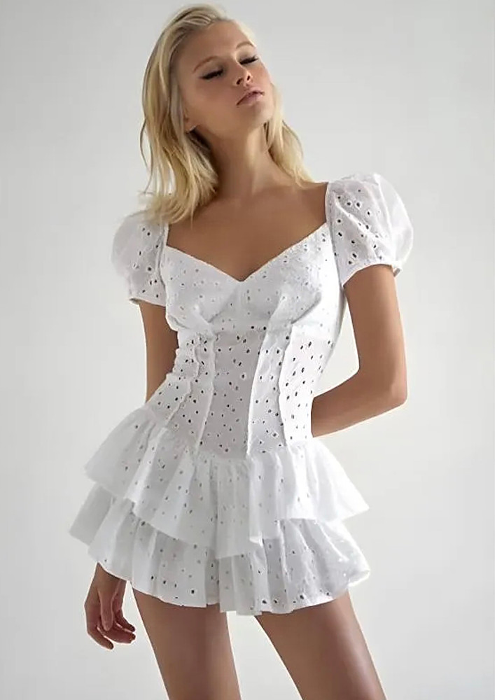 TIERED WHITE CORSETRY DRESS