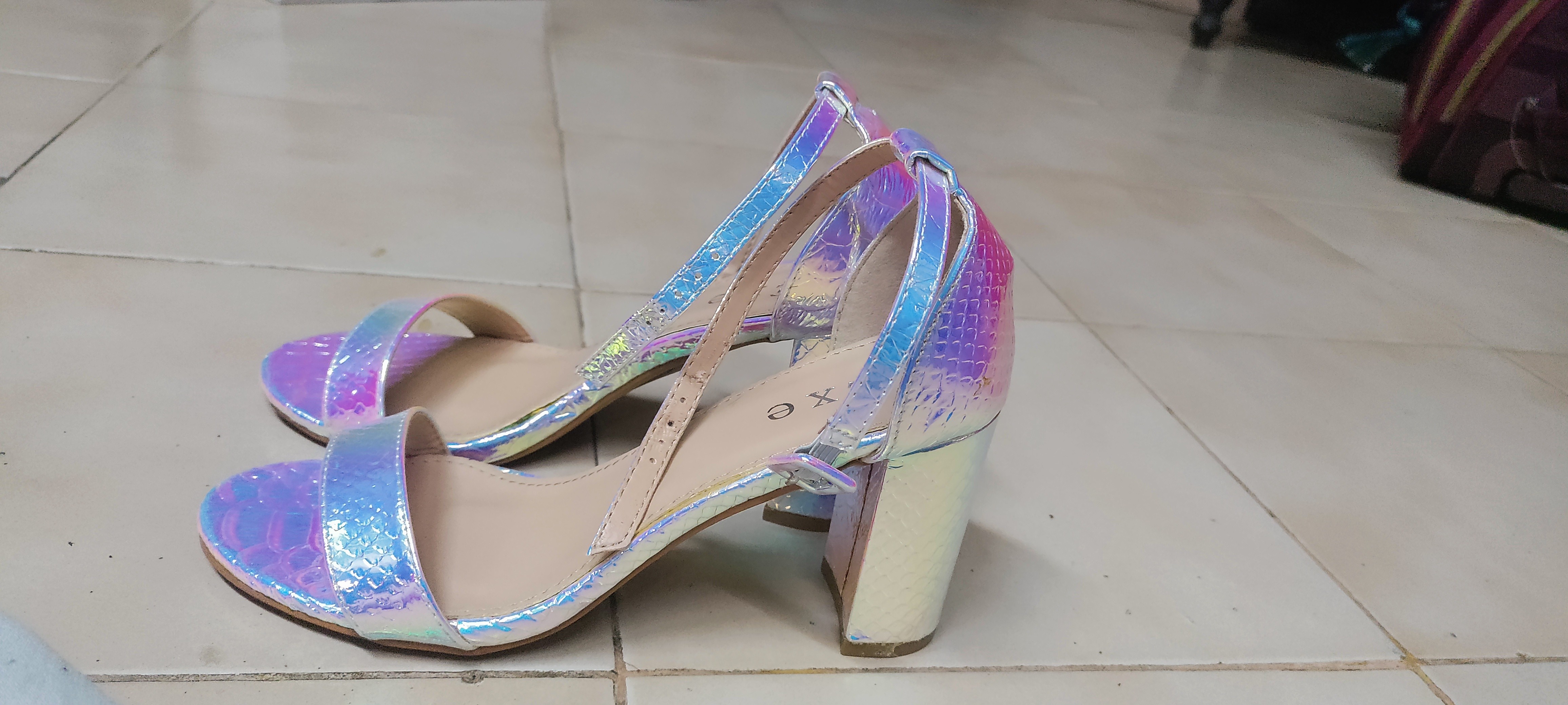 Buy Women's High Heels Sandals for Women Ankle Strappy Block Clear Platform  Chunky Heels Party Shoes with Open Toe for Wedding Dress Women - Holographic  6.5 Online at desertcartINDIA